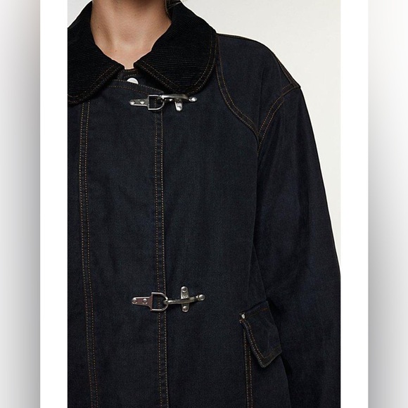 BDG Charles Canvas Duffle Jacket Black Small Oversized Chore Barn Toggle Jacket - Picture 3 of 12